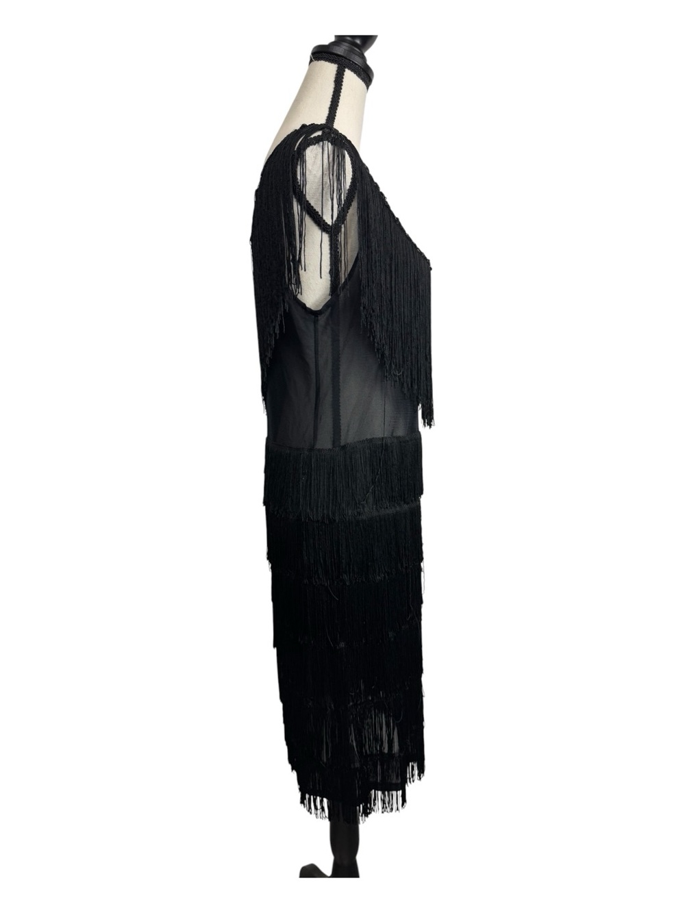 Black Fringe Sheath Dress - Women's Flapper Costume Dress XL - Picture 2 of 8